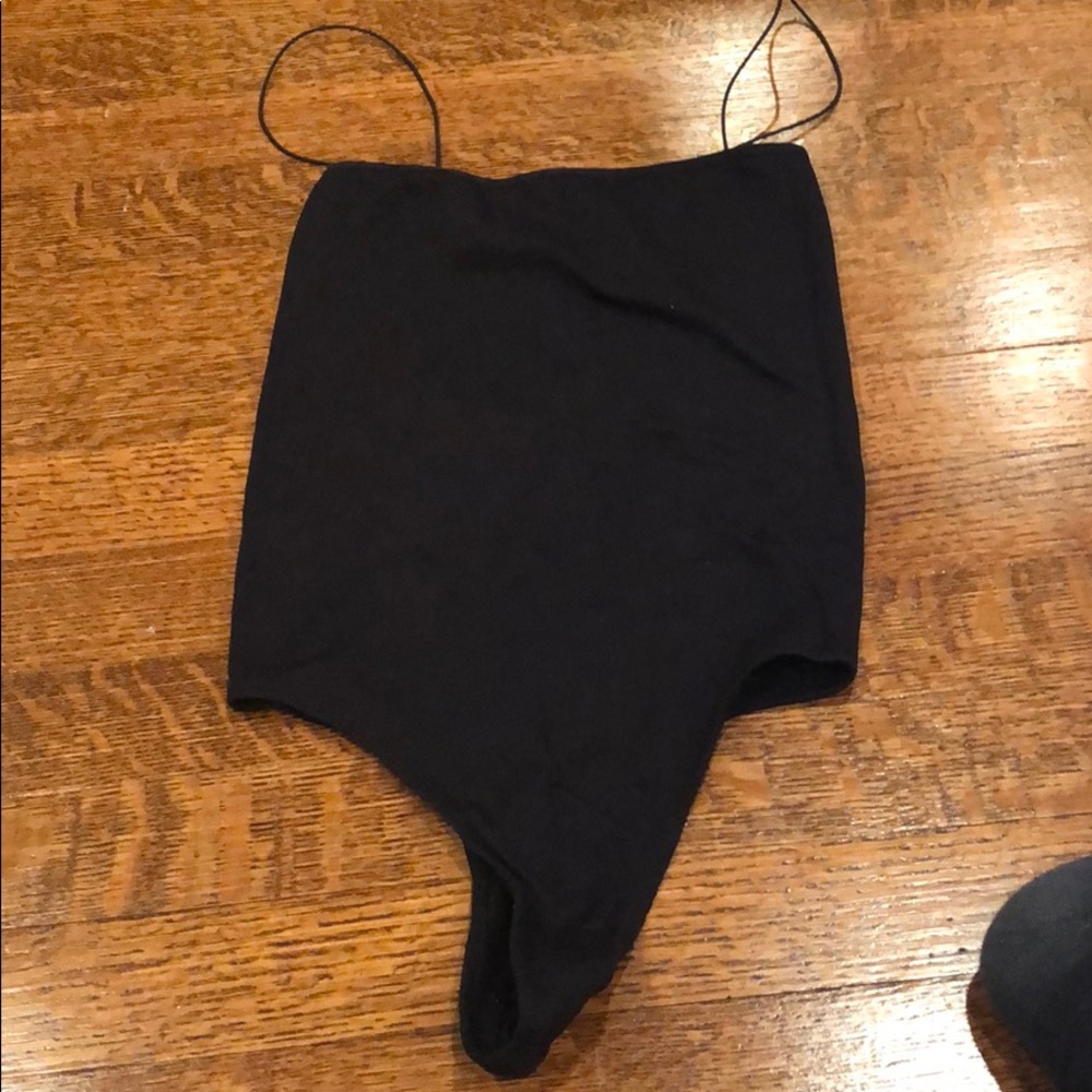 Black thin strapped bodysuit
